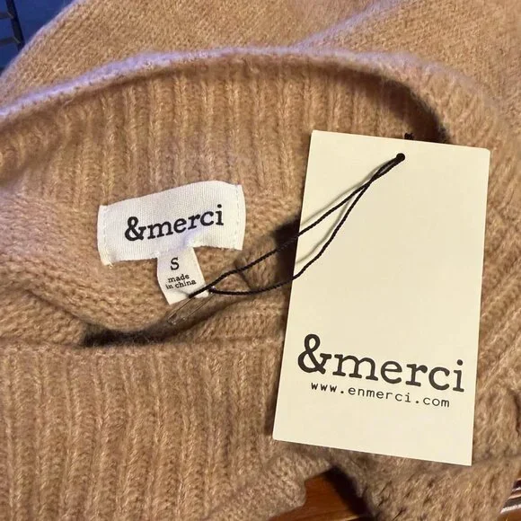 NWT &merci Camel Soft Knit Puff Sleeve Sweater – Size S / Small | Cozy - Picture 4 of 6
